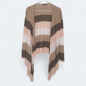ii Sisters Color Block Striped Long Open Front Cardigan Size S